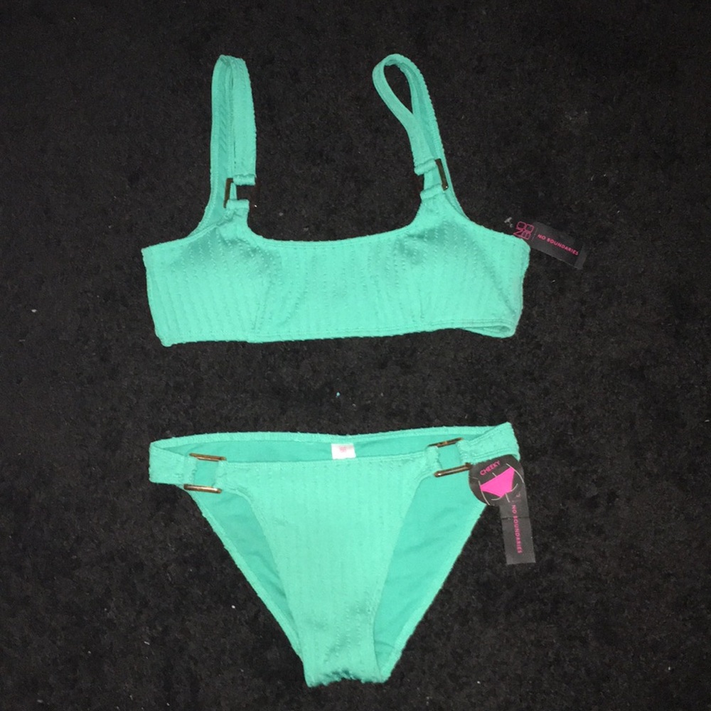 NWT Turquoise bikini top L, bottom S